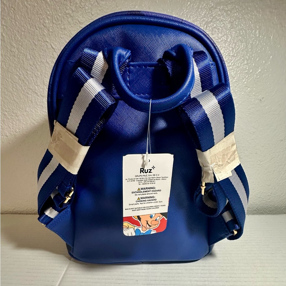 Disney Pinocchio‎ Purse Backpack 11″ Faux Leather Travel Blue Bag Jiminy Cricket - Picture 2 of 13